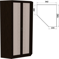Несимметричный угловой шкаф со штангой и полками 403